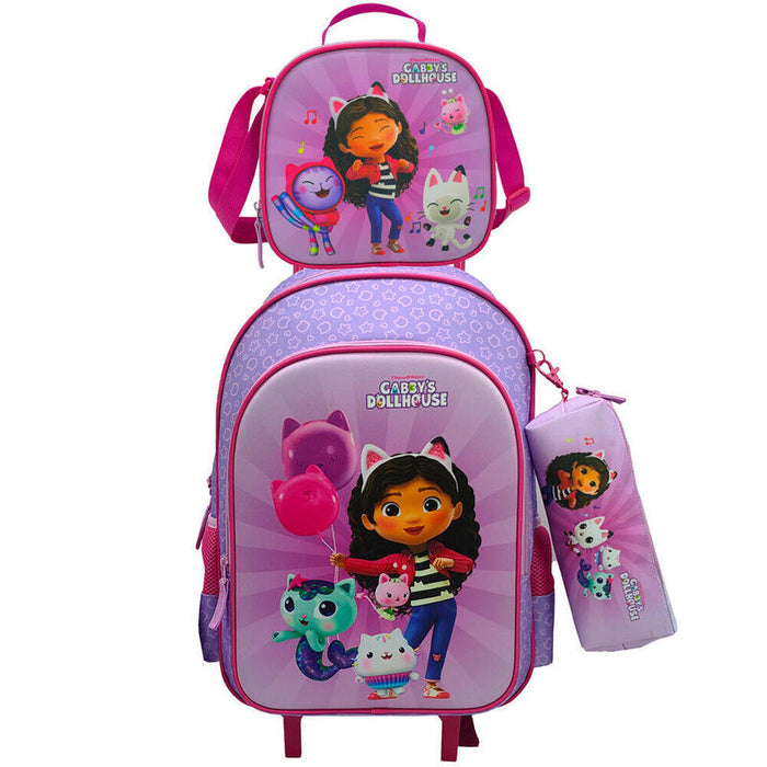 Set Trolley + Portatodo + Bolsa Portameriendas La Casa De Muñecas De Gabby