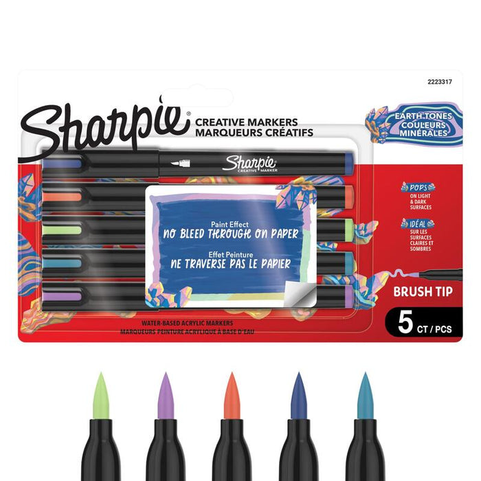 Sharpie Kreativmarker Pinselspitze Acrílico Erd Colores 5er Blister