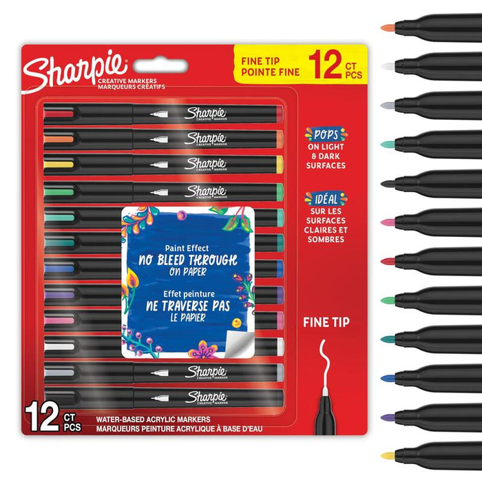Sharpie Kreativmarker Punta Redonda Fein Acrílico Stand Colores 12e Blister