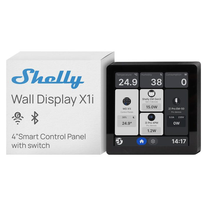 Shelly · Empotrado · "Wall Display X1i Negro" · Smart Home Steuerzentrale · 4" · Wlan · Bt · Negro