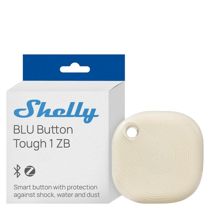 Shelly · Plug & Play · Blu Zb Button Tough Marfil · Interruptor & Dimmer · Bluetooth · Zigbee · Batería · Hellbeige