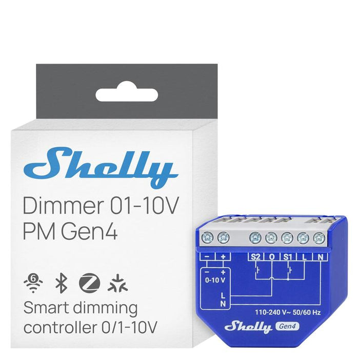 Shelly · Unterputz · \"Dimmer 0/1-10v Pm Gen4\" · Messfunktion · Wlan · Zigbee · Matter · Bt