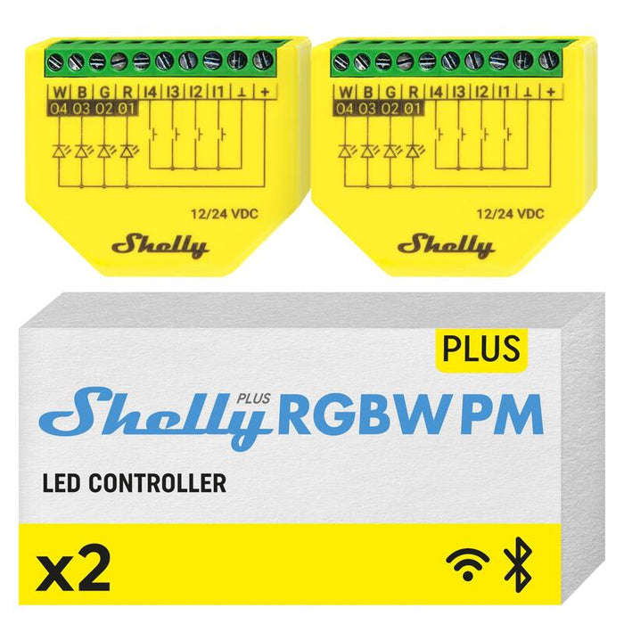 Shelly · Unterputz · \"Plus Rgbw Pm\" · 2er Pack · Led Lichtcontroller · Wlan · Bt
