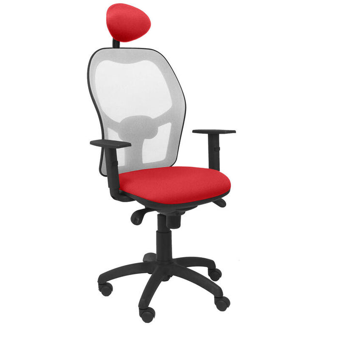 Silla Jorquera Malla Gris Asiento Bali Rojo Con C