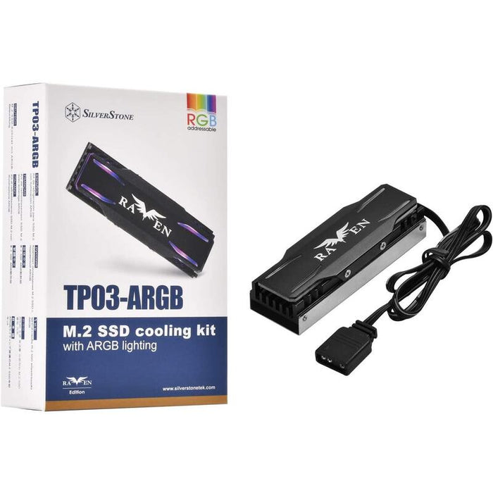 Silverstone Tp03-Argb, Kit De Enfriamiento M.2-Ssd, Argb Iluminado, 2280, Aluminio, Negro, Sst-Tp03-Argb