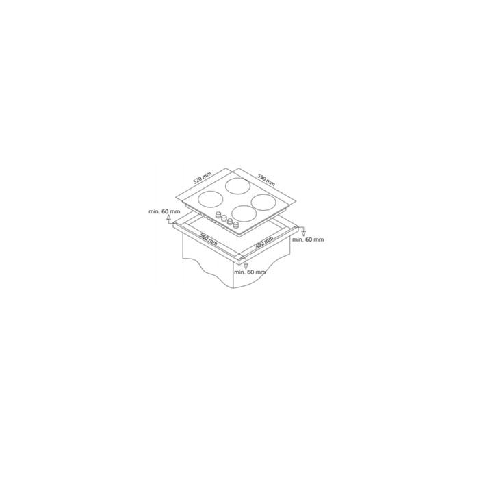 Simfer H6.040.Decsp Built In Hob, 60 Cm, 4 Vtc, Touch Control, Cado Connection, Negro Glass Vitroceramic