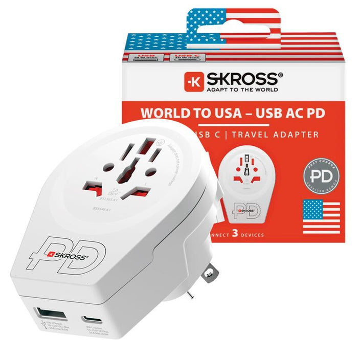 Skross Adapter World To Europe + Usb Type C Slot