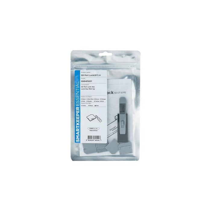 Smartkeeper Essential Micro Sd Port Lock (Msd04) + Lock Key Mini (U04), Cerradura De Embutir Código De Color Gris, 4 Piezas + 1 Llave Msd04pkgy