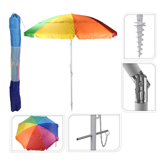 Sombrilla De Playa Multicolor Articulada Ø220cm