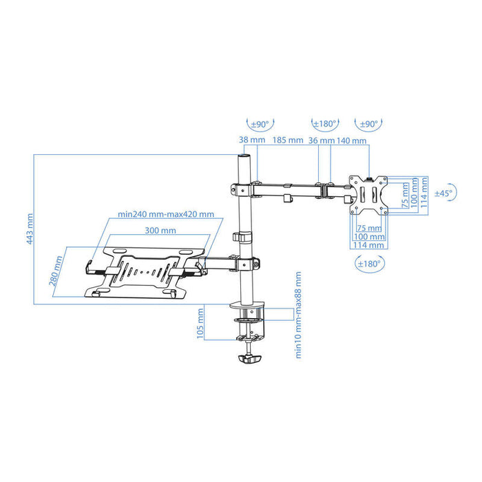 Soporte De Mesa Monitor - Portátil 13 - 32 Pulg. 2x Brazos Db1200tn-B