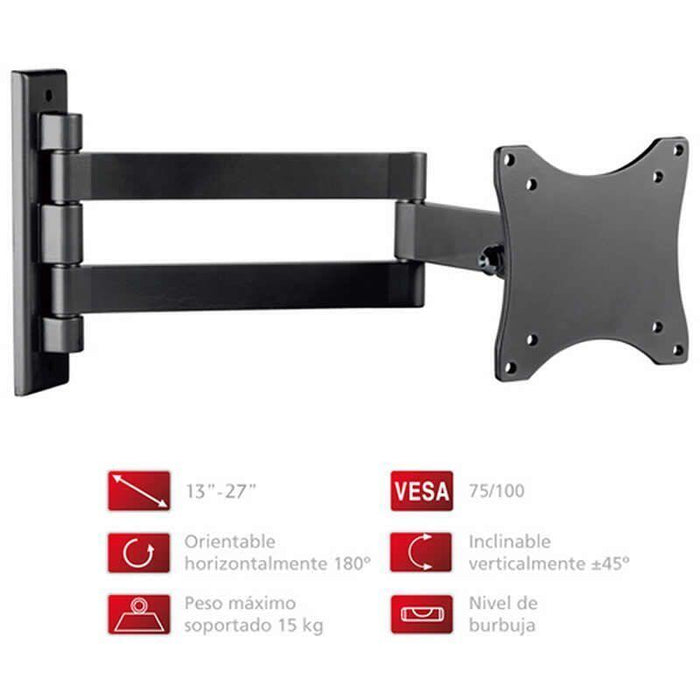 Soporte De Pared Orientable Inclinable Fonestar Stv-648n Para Tv De 13-27' Hasta 15kg