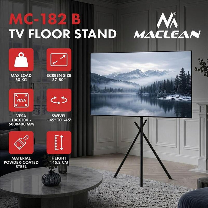 Soporte De Suelo Para Televisor Maclean, 37-80", Vesa Máx. 600x400, Máx. 60 Kg, Mc-182 B