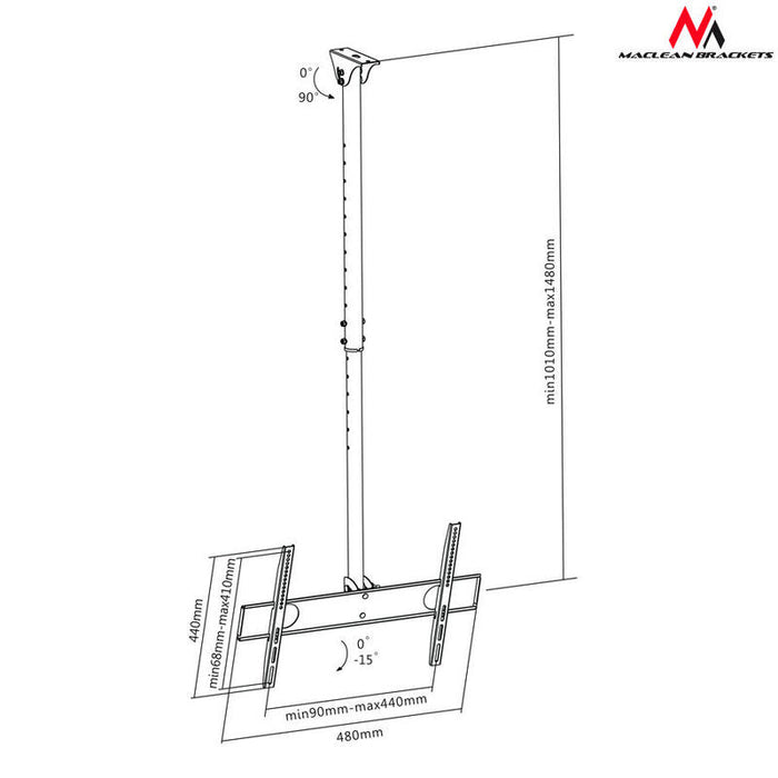 Soporte De Techo Para Tv Maclean Mc-631 Inclinación 32-55 50 Kg Máx.