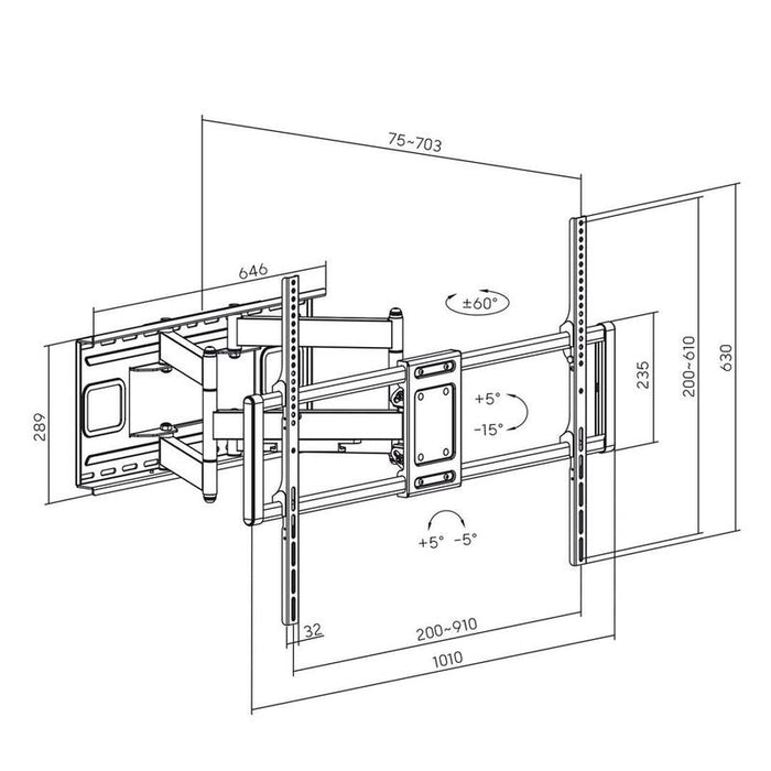 Soporte Maclean Mc-482 Económico Para Tv, Vesa 900x600 Máx., 60-120", 120kg, Negro