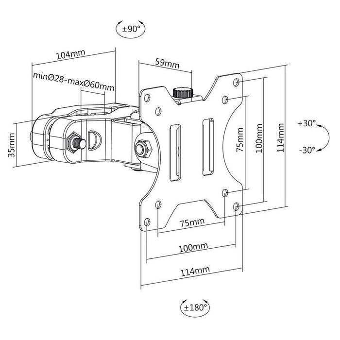 Soporte  Maclean Mc-983  De Monitor Para Tubo/Poste 28-60mm, 17-32'', 8kg Máx