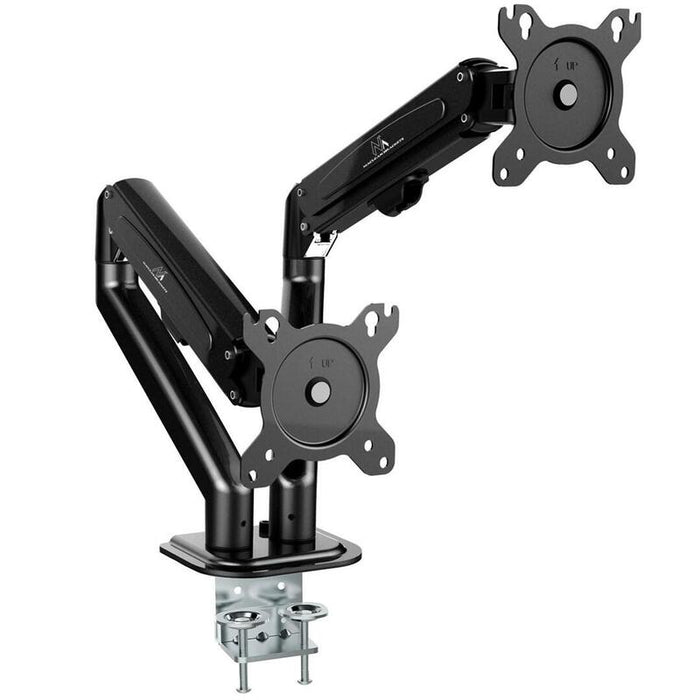 Soporte Para 2 Monitores Maclean Mc-861n  Resorte De Gas, 13"-27", 7kg, Negro