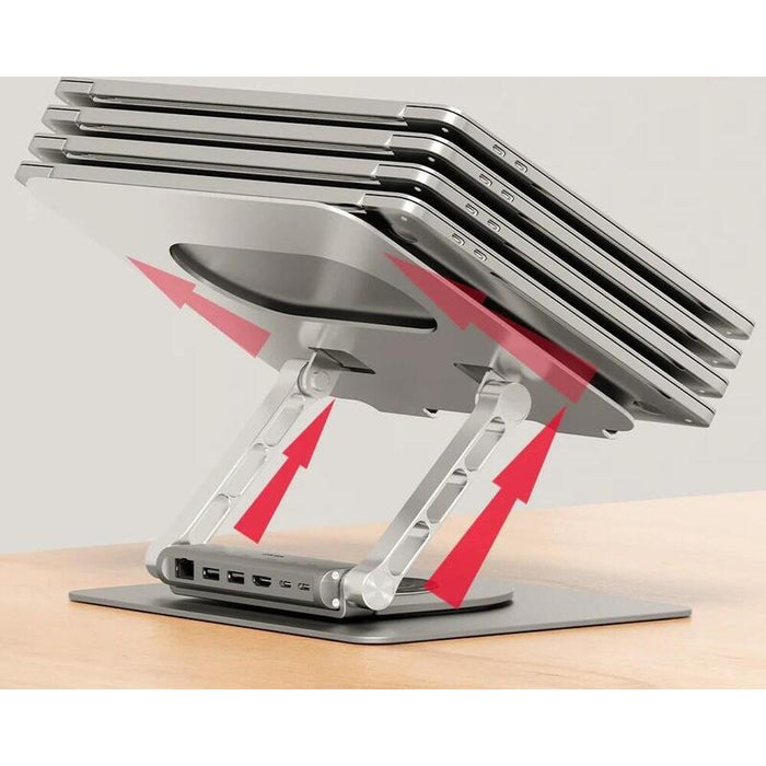Soporte Para Portátil Unitek Con Concentrador Extraíble Usb-C, Hdmi 1.4, 4k Pd 100 W