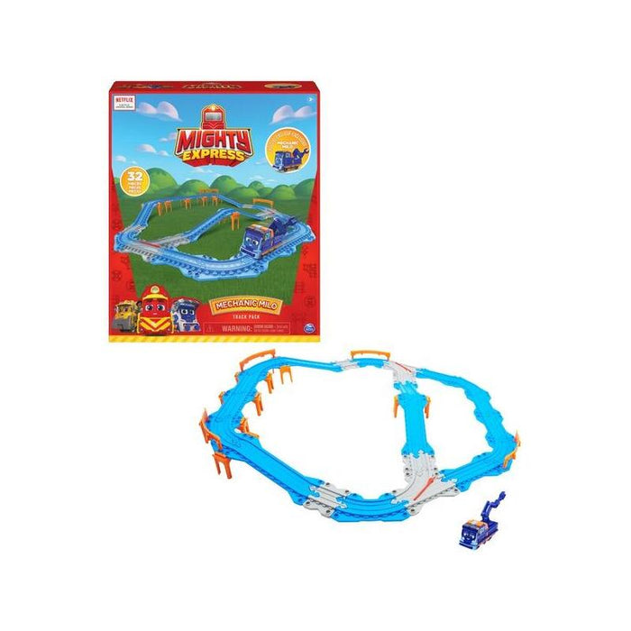 Spin Master Mighty Express Schienen-Set Mit Push-And-Go Zug Mechaniker Milo, Spielfahrzeug 6060209