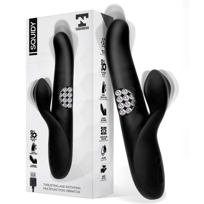 Squidy Vibrador Com Función De Movimiento Y Bolas Rotadoras Usb Silicona