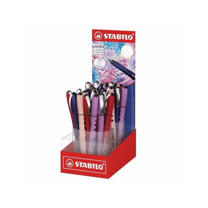 Stabilo Worker+ Naturecolors Wildflower Expositor Con 30 Boligrafos De Tinta Liquida - Trazo 0.5mm - Escritura Suave Y