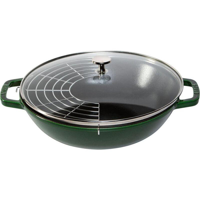 Staub Wok 30 Cm Mit Deckel Gusseisen, Basilikum-Grün