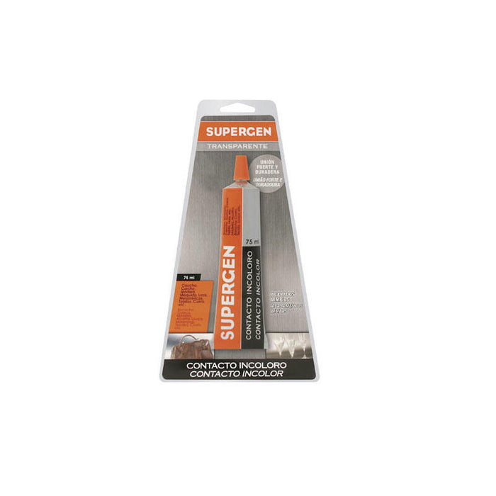 Supergen Pegamento De Contacto Resistente Incoloro Tubo 75ml En Mancheta