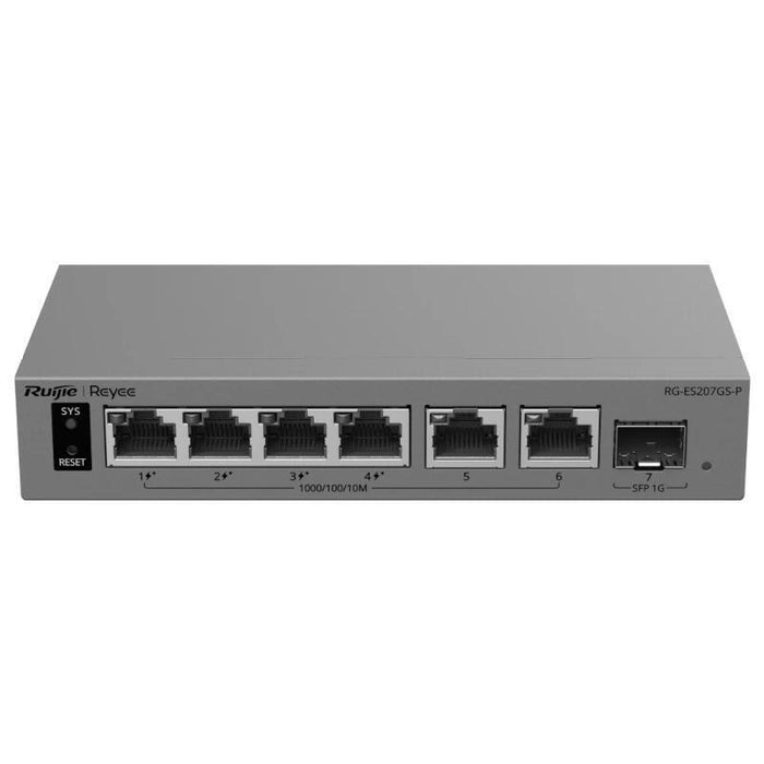 Switch Gestionable L2 Ruijie Rg-Es207gs-P 7p 6xrj45 Gb 1xsfp Ge 4xpoe 54w Gestion En La Nube