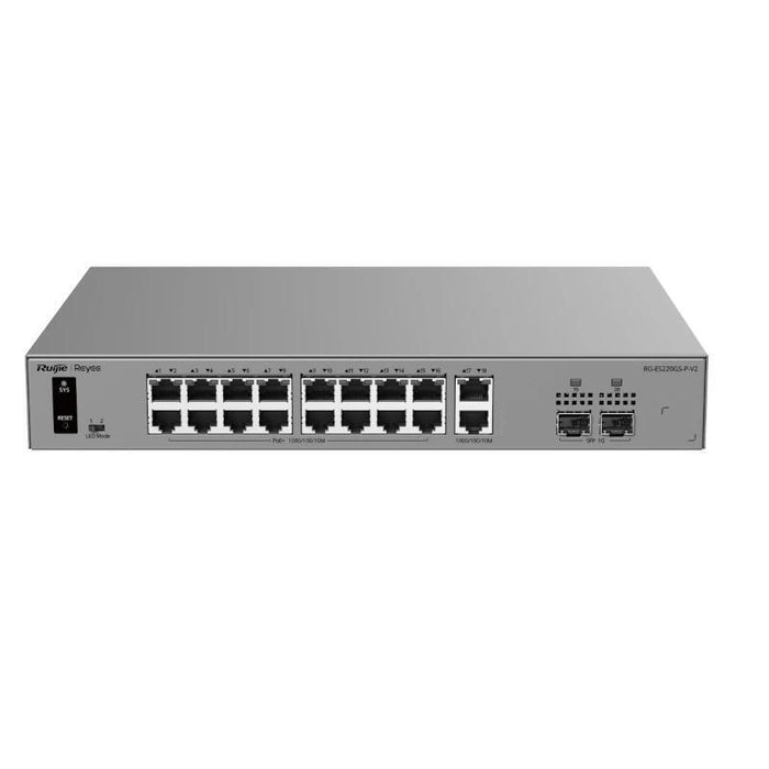 Switch Gestionable L2 Ruijie Rg-Es220gs-P-V2 20p 18xrj45 Gb 2xsfp Ge 16xpoe 250w Gestion En La Nube