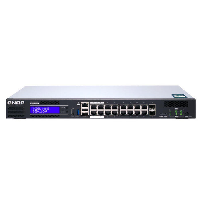 Switch Gestionable Smart Qnap Qgd-1600p-8g 16 Puertos Poe (14*Rj45 Gigabit + 2 Puertos Combinados Sfp/Rj45) Poe Total 370w 8gb Ram Enracable