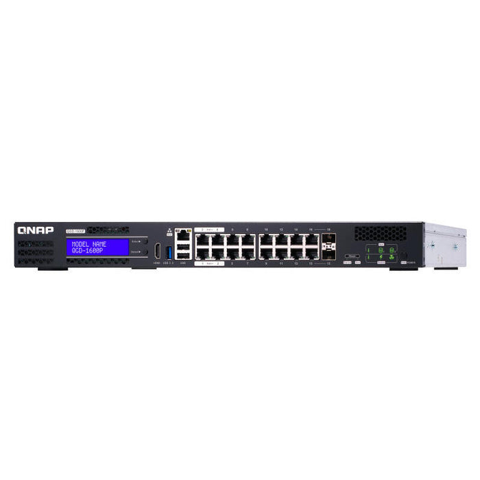 Switch Gestionable Smart Qnap Qgd-1600p-8g 16 Puertos Poe (14*Rj45 Gigabit + 2 Puertos Combinados Sfp/Rj45) Poe Total 370w 8gb Ram Enracable