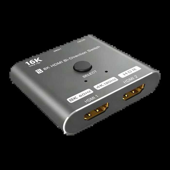 Switch Hdmi Desconocida 2.1 Bidireccional 2 Puertos Gris 48gbps