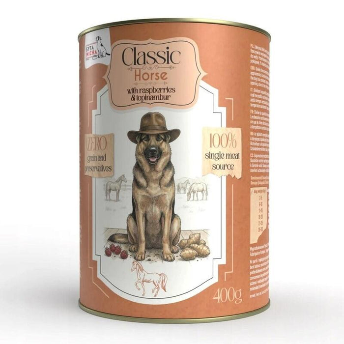 Syta Micha Classic Mono Caballo Con Frambuesas Y Topinambur - Alimento Húmedo Para Perros - 400g