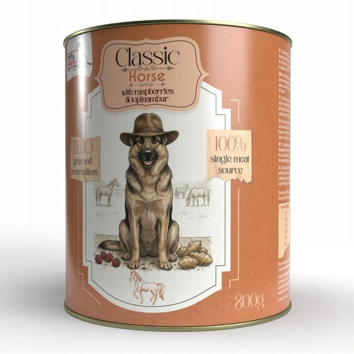 Syta Micha Classic Mono Caballo Con Frambuesas Y Topinambur - Alimento Húmedo Para Perros - 800g