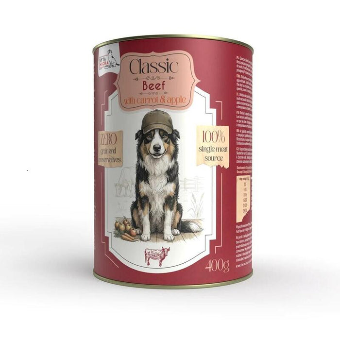 Syta Micha Wet Karma Para Perro Carne De Res Con Zanahorias, Sin Granos - Lata De 400 G
