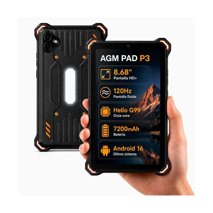 Tablet Agm Pad P3 Compact Black Rugerizado 6+128gb 8.68" 120hz Hd+