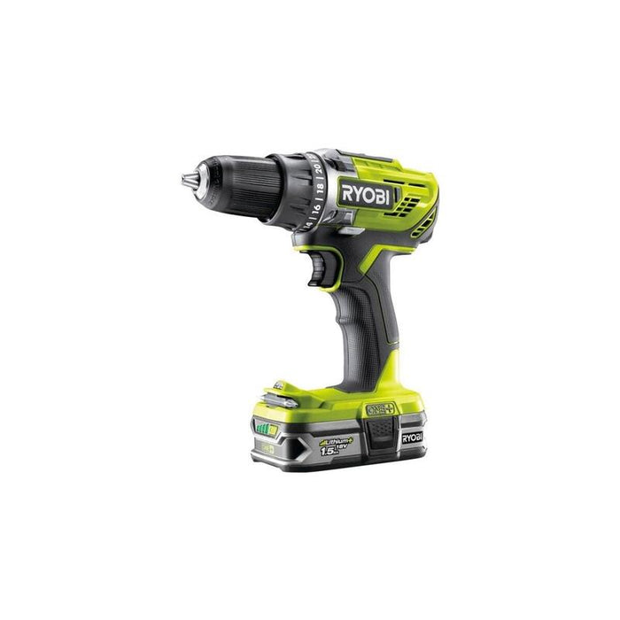 Taladro Atornillador Inalámbrico Ryobi One+ R18dd3-215s, 18 Voltios Verde/Negro, 2 Baterías De Iones De Litio De 1,5 Ah 5133003774