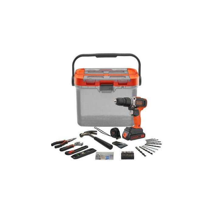 Taladro Combinado A Batería Black+Decker Bcksb02, 18 V Naranja/Negro, Batería De Iones De Litio De 1,5 Ah, Caja De Almacenamiento, Juego De Accesorios De 62 Piezas Bcksb02-Qw