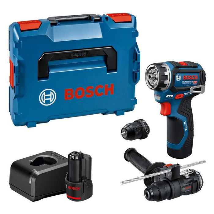 Taladro/Atornillador Bosch Powertools  Inalámbricogsr 12v-32 Fc Professional, 12volt (Azul/Negro, 2x Li-Ionen Akku 2,0ah, L-Boxx, Metallbohrfutteraufsatz, Bohrhammeraufsatz) 06019n7104
