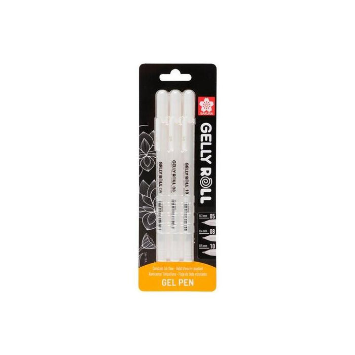 Talens Sakura Bolígrafos Gelly White Fino/Medio/Grueso Gel Brillante Estuche De 3 Blanco