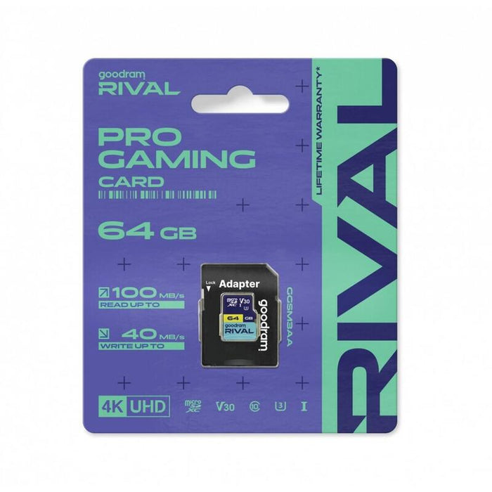 Tarjeta  Goodram Microsdxc 64gb V30 Uhs I U3 Rival + Adapter