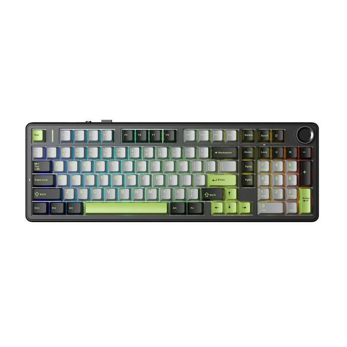 Teclado Con Junta F99 Pro Negro+Gris+Verde, Interruptores Graywood Rgb, Aula