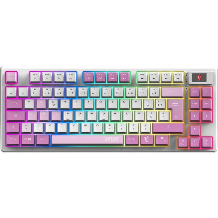 Teclado Gamer Inalámbrico Bluetooth Mecánico Msi Forge Gk600 Tkl Rgb (Blanco/Violeta)