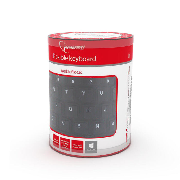 Teclado Gembird Flexible (Ingles) Keyboard, Usb + Otg, Black Color, Us Layout