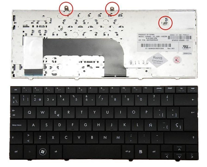 Teclado Para Portátil Hp Mini 533551-071 Nsk-Hb20S 9J.N1B82.20S Nsk-Hb20S Mp-08K36E0-930 V100226Ck1 6037B0040155