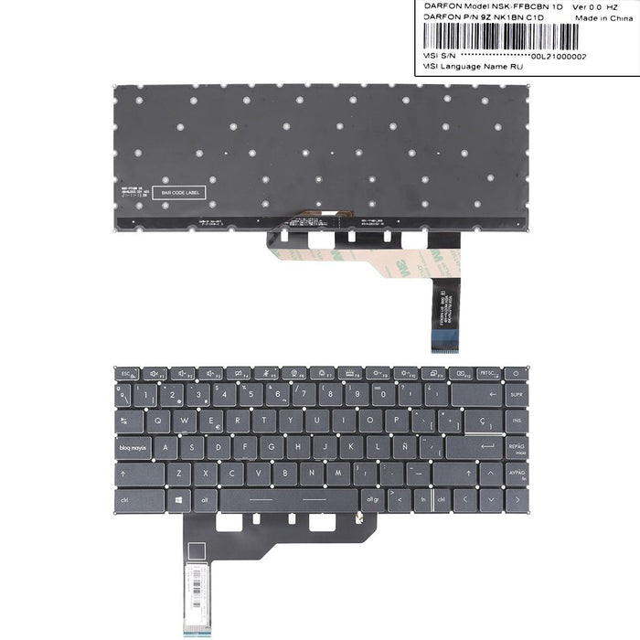 Teclado Retroiluminado Para Portátil Msi Stealth 15M Gs66 Stealth Ge66 Raider Negro
