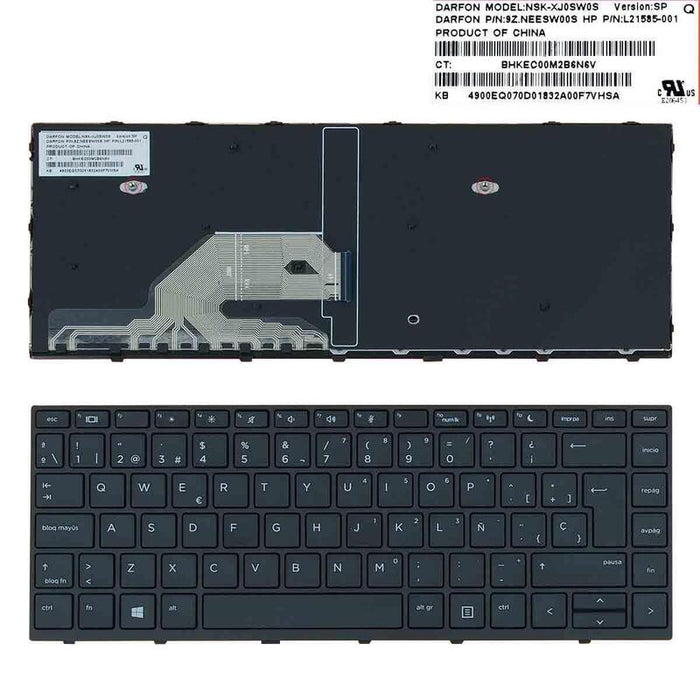 Teclado Para Portátil Hp Probook 430 G5 440 G5 445 G5 Negro Con Marco