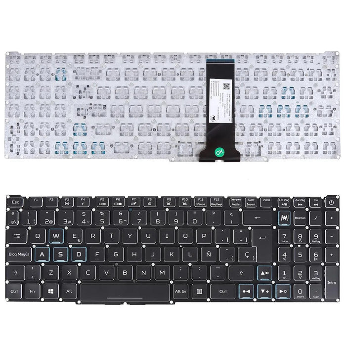 Teclado Para Portátil Acer Nitro-4 An515-54 An515-43 An517-51 An715-51 Negro Y Azul