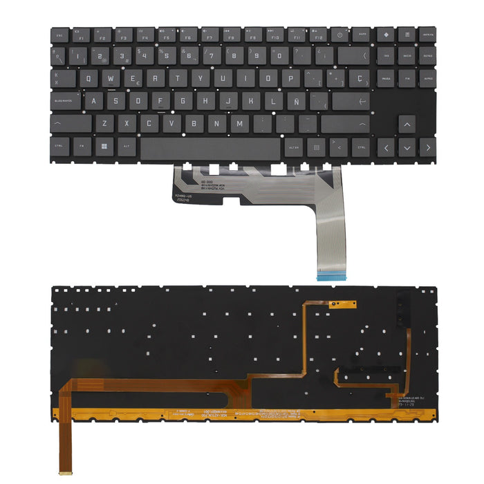 Teclado Para Portátil Hp Omen 15-Ek 15-Ec 15-En 16-B Series V193446Cs1 Gris Con Fleje Ancho Retroiluminación Rgb