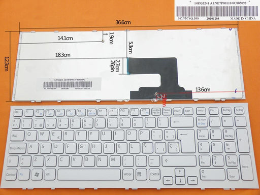 Teclado Para Portátil Sony Vaio Vpc-Ee Series En Blanco Aene7P00110