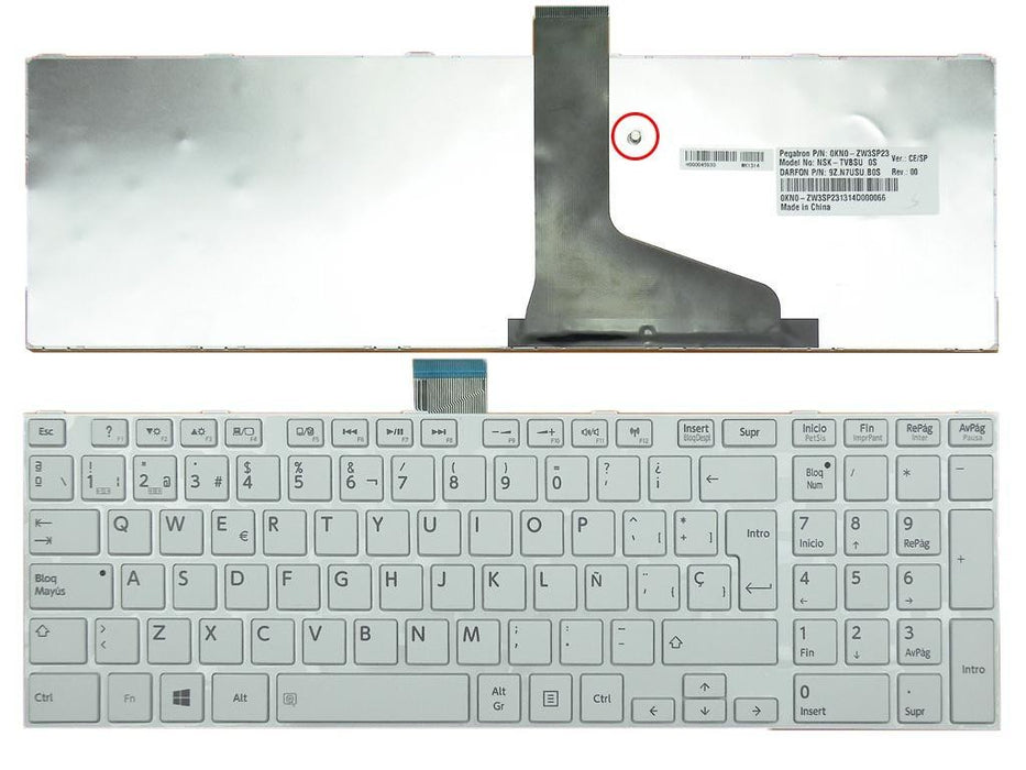 Teclado Para Portatil Toshiba Satellite L850, L950 C855 Pscbye-04500Rit Blanco